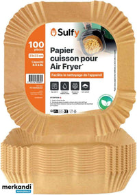 Papier Cuisson pour Air Fryer paquet de 100 pcs Carré 20X20 cm 5 à 7L