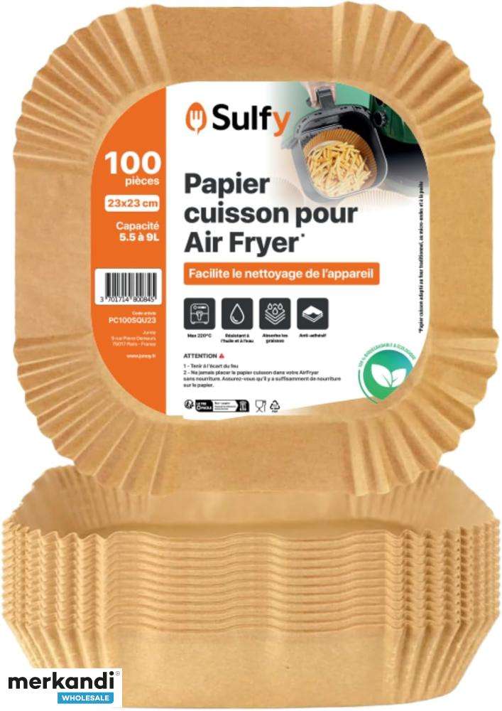Papier Cuisson pour Air Fryer paquet de 100 pcs Carré 20X20 cm 5 à 7L