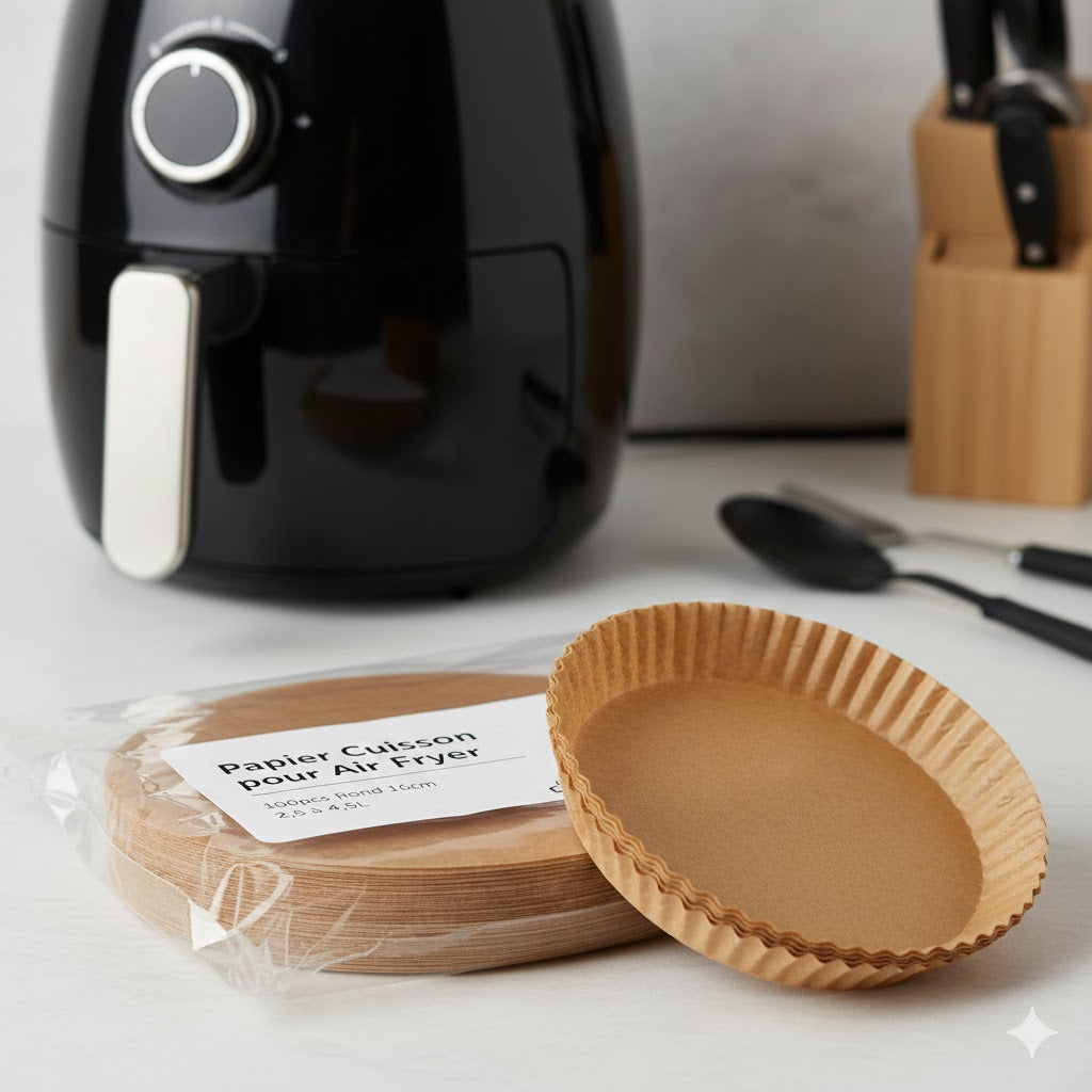 Papier Cuisson pour Air Fryer paquet de 100 pcs Rond 23 cm 5 à 8L
