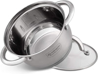 SET 12 PIECES 6 MARMITES INOX + 6 COUVERCLES VERRE/ EDENBERG