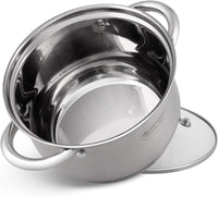 SET 12 PIECES 6 MARMITES INOX + 6 COUVERCLES VERRE/ EDENBERG