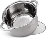 SET 12 PIECES 6 MARMITES INOX + 6 COUVERCLES VERRE/ EDENBERG