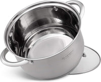 SET 12 PIECES 6 MARMITES INOX + 6 COUVERCLES VERRE/ EDENBERG