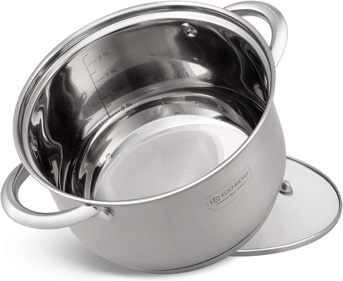 SET 12 PIECES 6 MARMITES INOX + 6 COUVERCLES VERRE/ EDENBERG