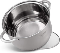 SET 12 PIECES 6 MARMITES INOX + 6 COUVERCLES VERRE/ EDENBERG