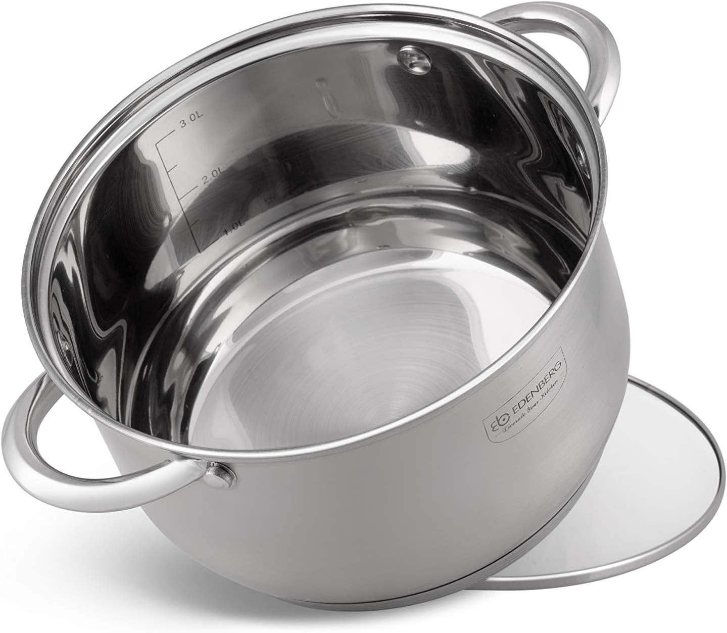 SET 12 PIECES 6 MARMITES INOX + 6 COUVERCLES VERRE/ EDENBERG